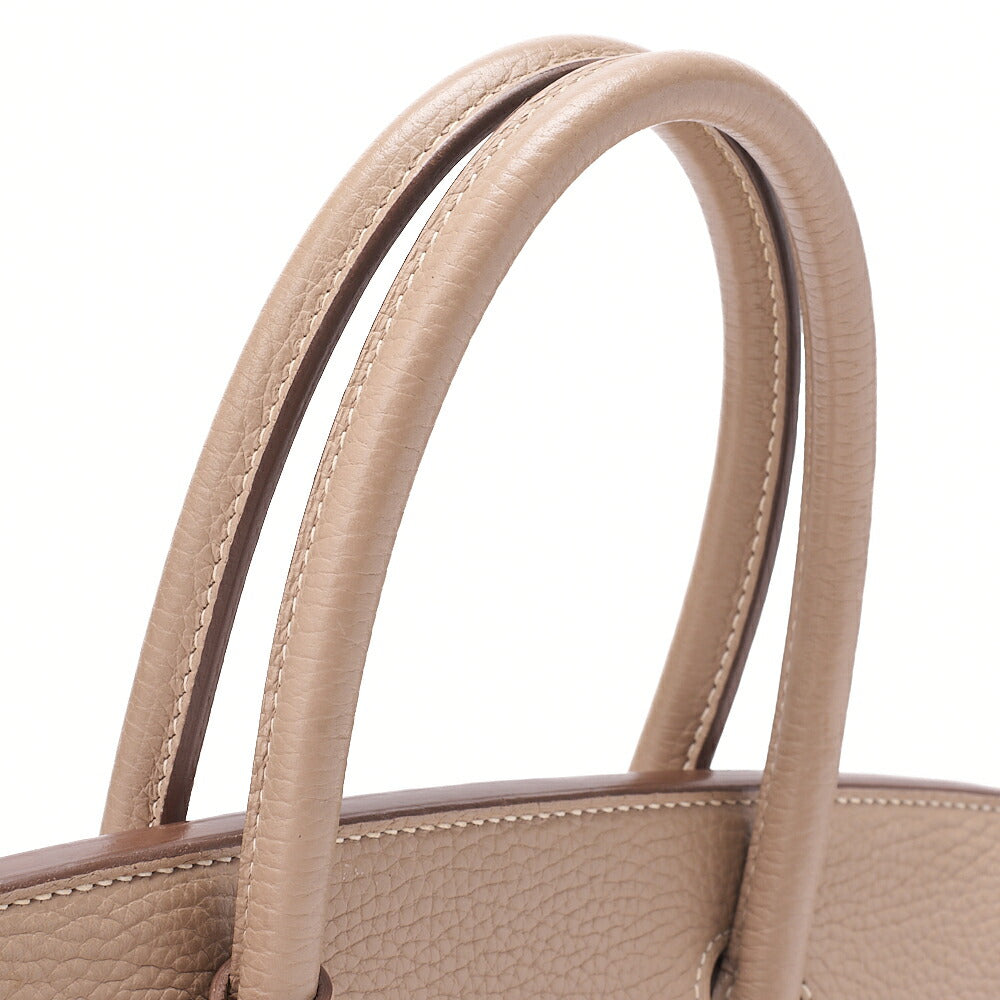 HERMES Birkin 30 Trion Clemence Handbag Tourtiere Gray Silver-Tone Hardware, Pre-Owned