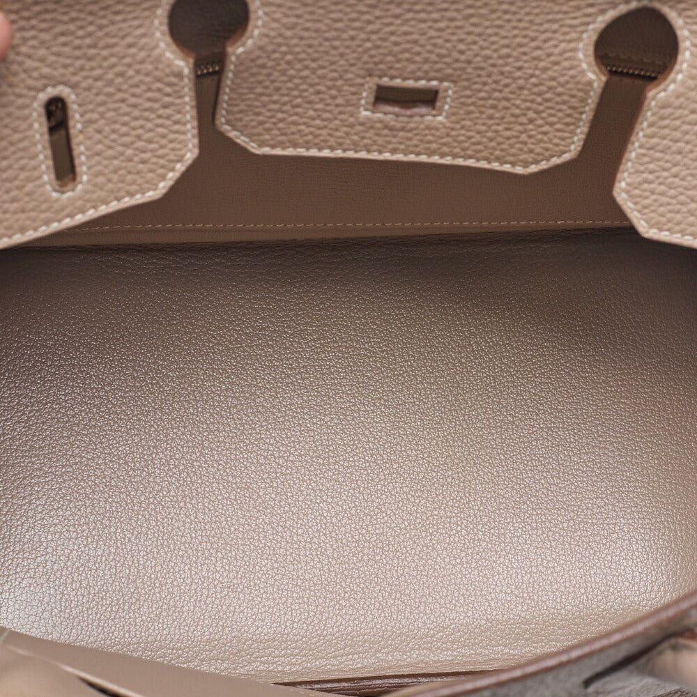 HERMES Birkin 30 Trion Clemence Handbag Tourtiere Gray Silver-Tone Hardware, Pre-Owned