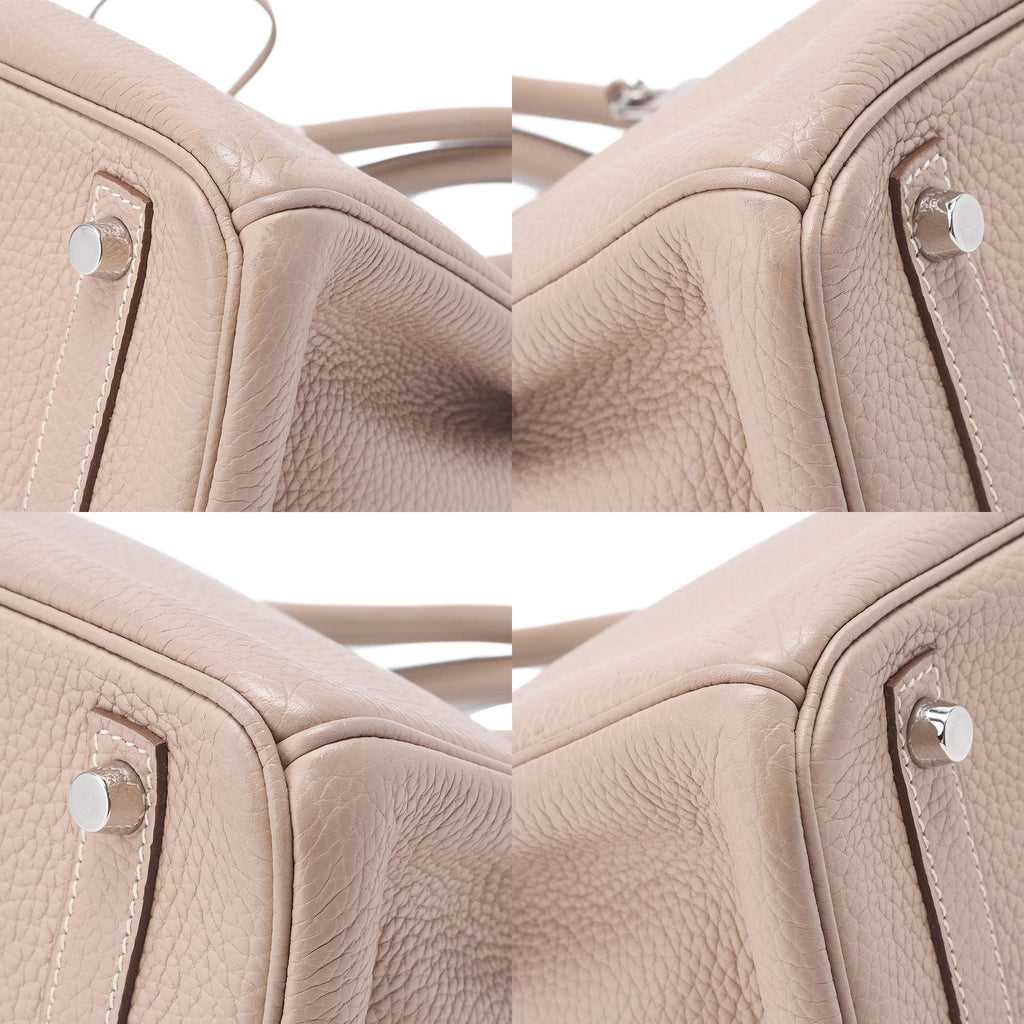 HERMES Birkin 30 Trion Clemence Handbag Tourtiere Gray Silver-Tone Hardware, Pre-Owned