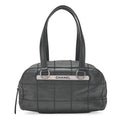 CHANEL Shoulder Bag Chocolate Bar Logo Caviar Skin Black Silver-Tone Hardware, Pre-Owned