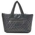 CHANEL Nylon Coco Tote Bag Black Silver Fittings Coco Large Tote Brand [Used] [Free Shipping]