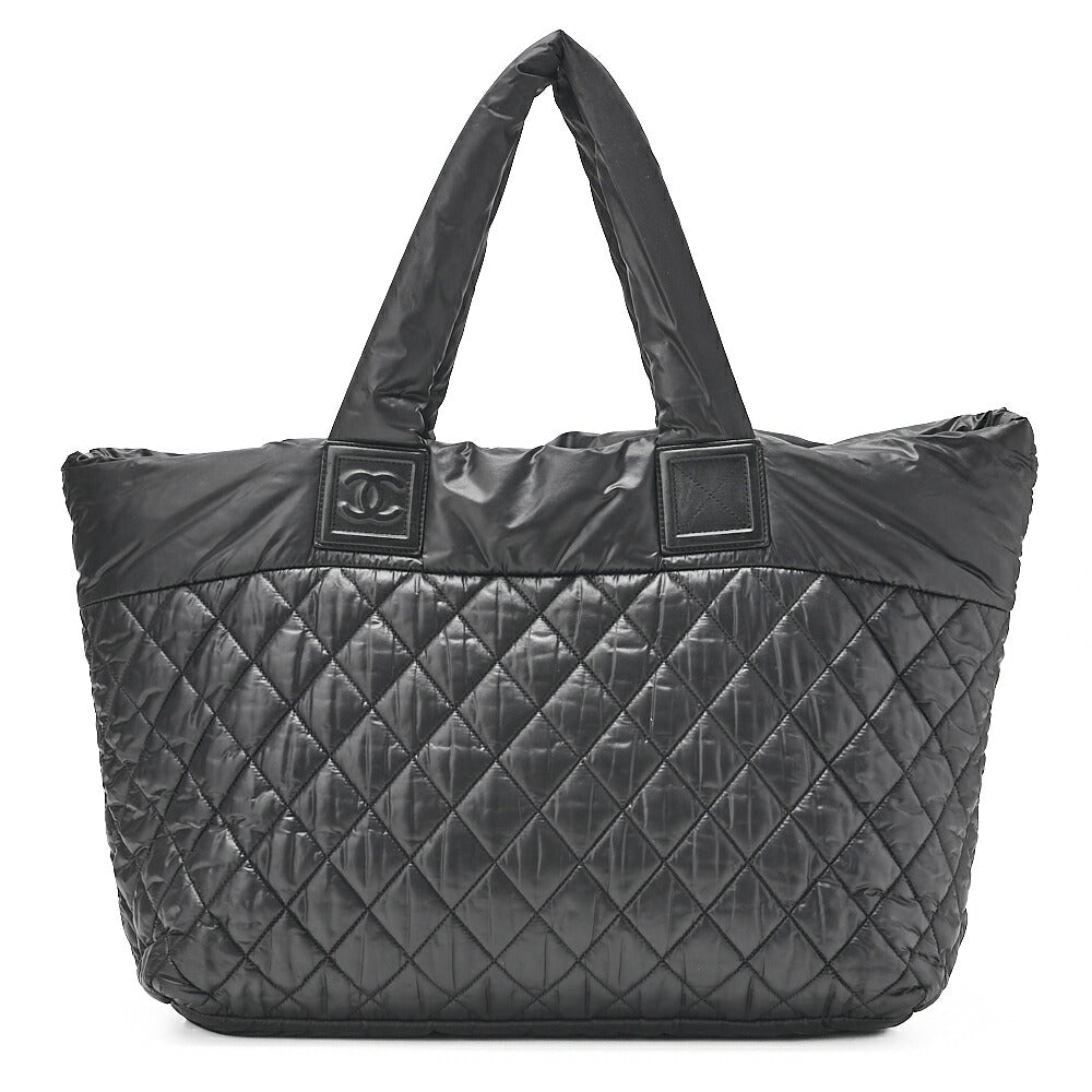 CHANEL Nylon Coco Tote Bag Black Silver Fittings Coco Large Tote Brand [Used] [Free Shipping]