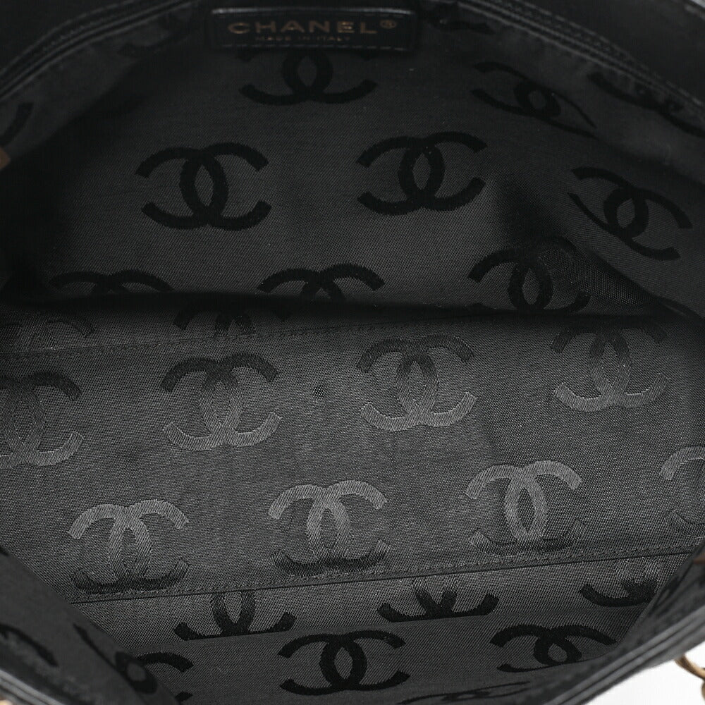 CHANEL Caviar Skin Coco Mark Chain Tote Bag Black Gold-Tone Hardware, Pre-Owned