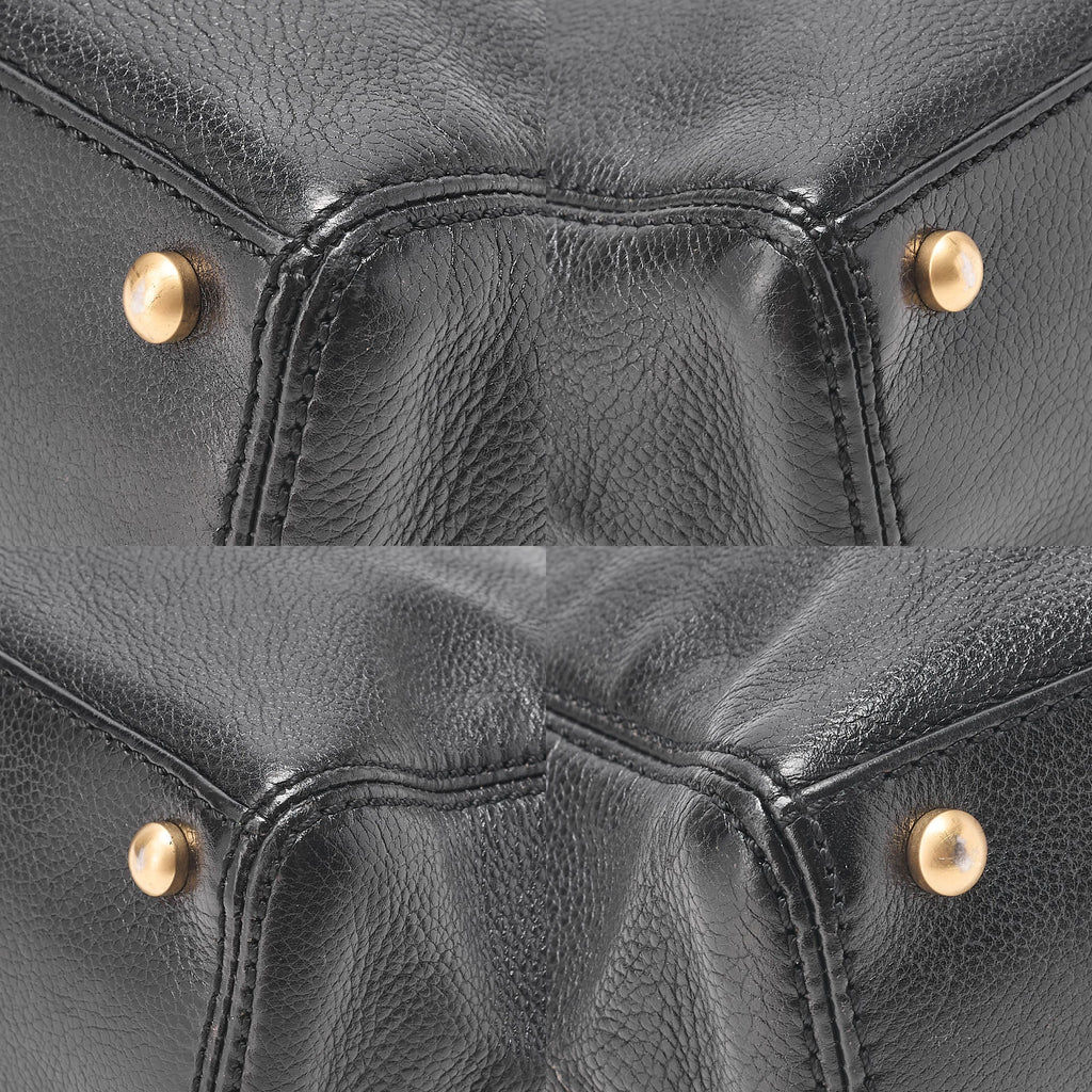 CHANEL Caviar Skin Coco Mark Chain Tote Bag Black Gold-Tone Hardware, Pre-Owned