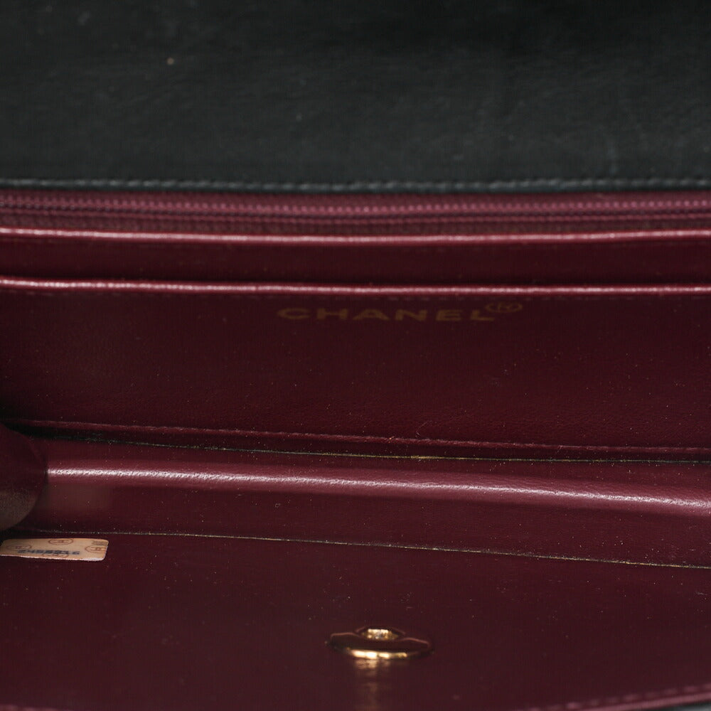CHANEL Mini Matelasse Straight Flap Turnlock Shoulder Lambskin Black Gold-Tone Hardware, Pre-Owned