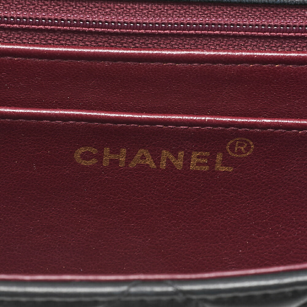 CHANEL Mini Matelasse Straight Flap Turnlock Shoulder Lambskin Black Gold-Tone Hardware, Pre-Owned