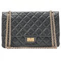 CHANEL 2.55 Chain Shoulder Bag Matelasse Bull Wrap Vintage Calf Black Gold-Tone Hardware, Pre-Owned