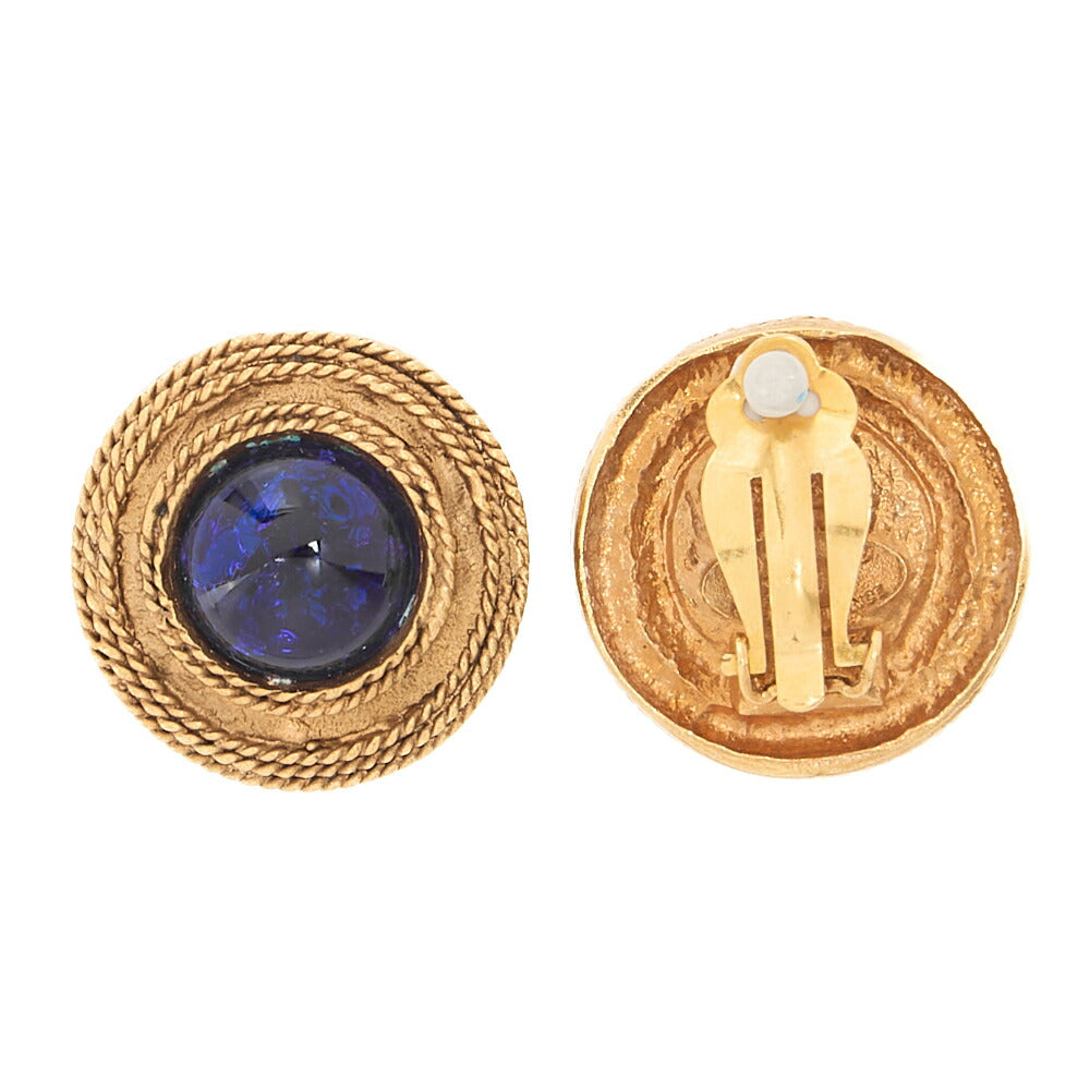 CHANEL Chanel Earrings 25 Colorstone  x GP Navy Gold-Tone Hardware, Pre-Owned