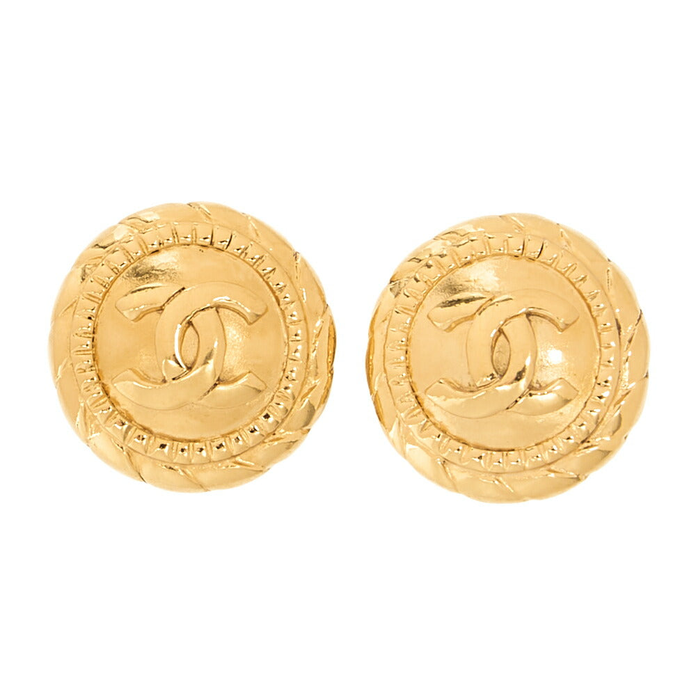 CHANEL Circle Cocomark 2398 Earrings GP Gold Gold Plated-Tone Hardware, Pre-Owned