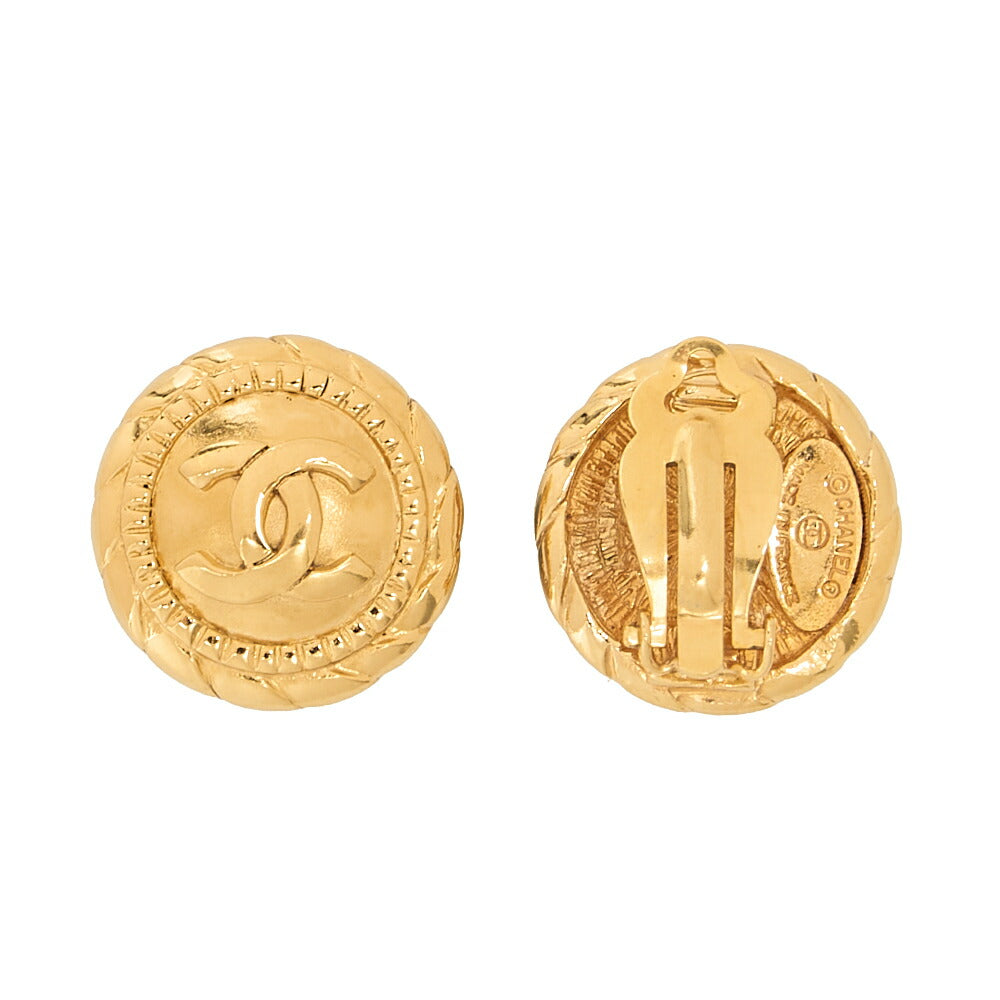 CHANEL Circle Cocomark 2398 Earrings GP Gold Gold Plated-Tone Hardware, Pre-Owned