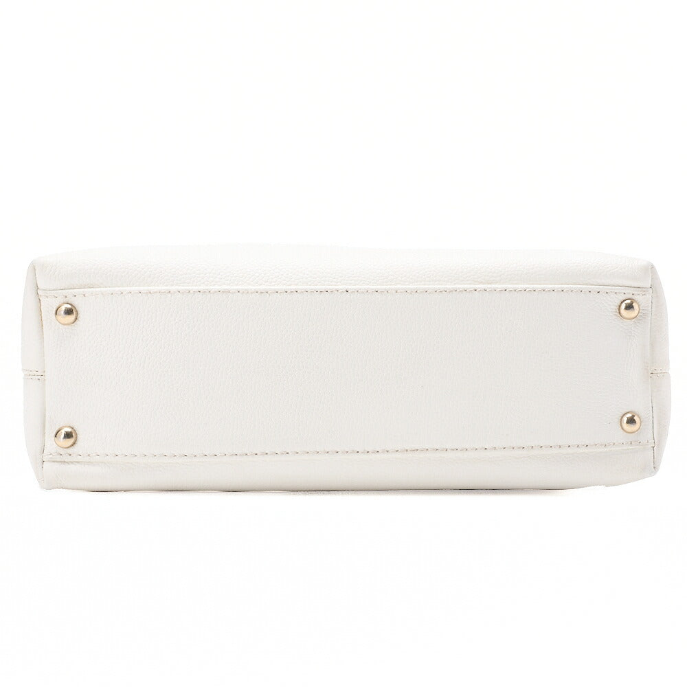 CHANEL Coco Mark Wood Pattern with Charm One Shoulder Bag Caviar Skin White Gold-Tone Hardware, Pre-Owned