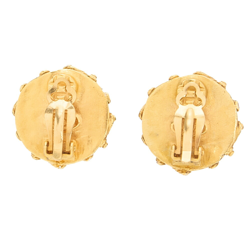 CHANEL Cocomark Earrings 94A Colorstone  x GP Navy Gold-Tone Hardware, Pre-Owned