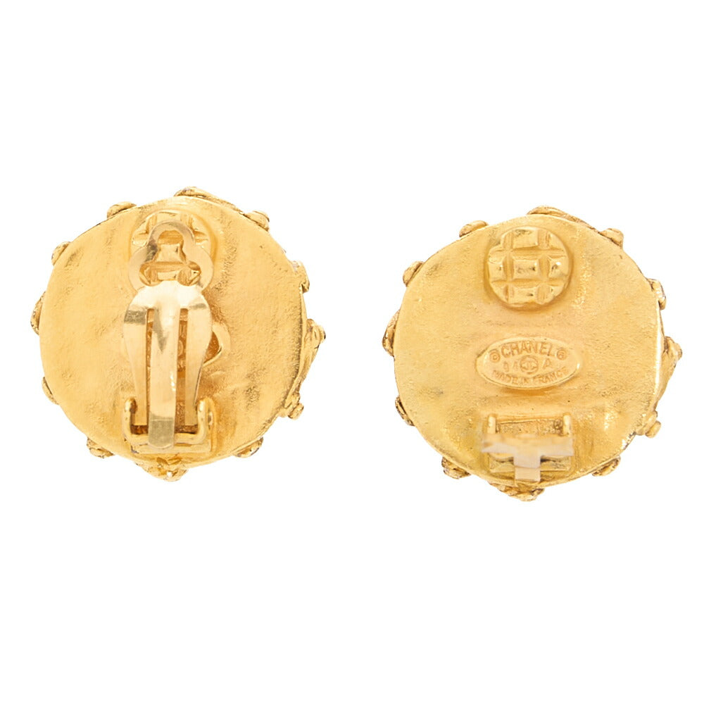 CHANEL Cocomark Earrings 94A Colorstone  x GP Navy Gold-Tone Hardware, Pre-Owned