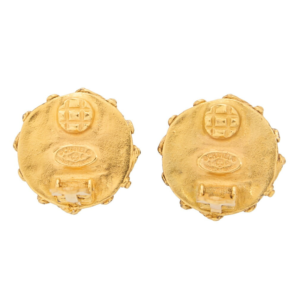 CHANEL Cocomark Earrings 94A Colorstone  x GP Navy Gold-Tone Hardware, Pre-Owned