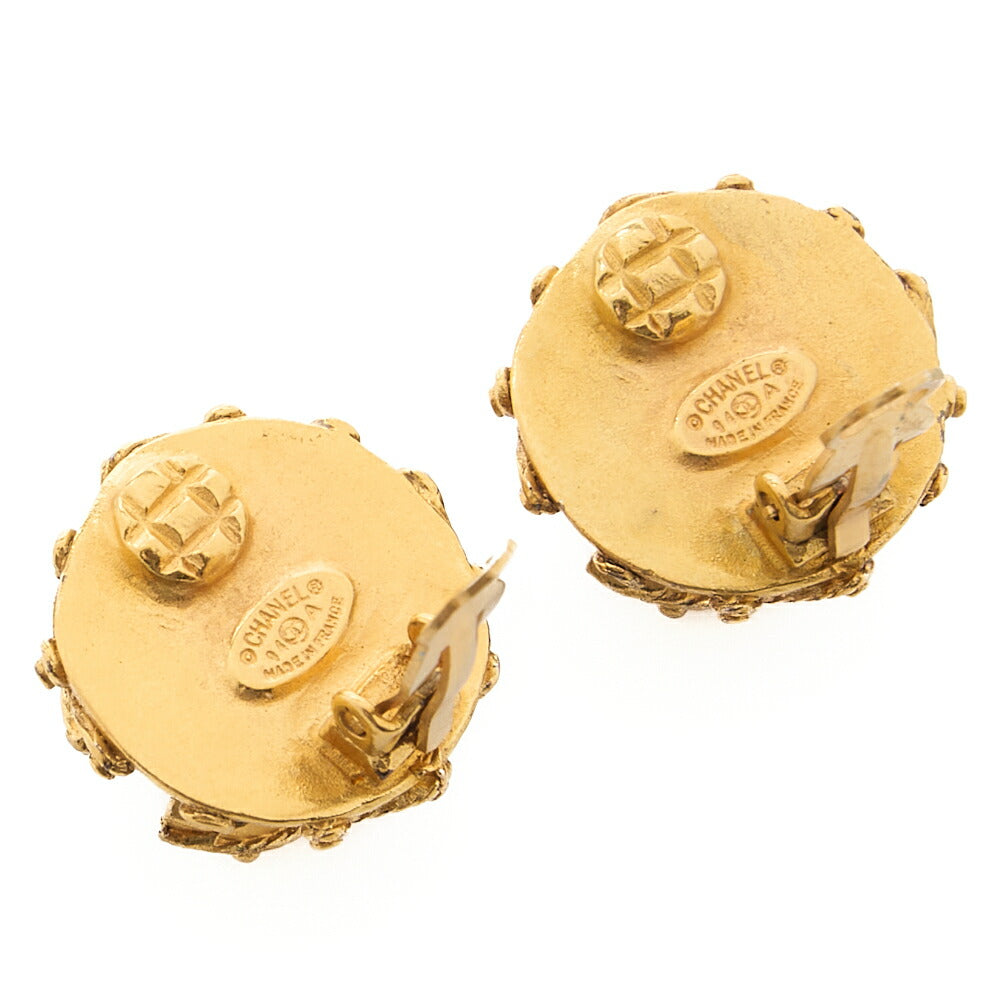 CHANEL Cocomark Earrings 94A Colorstone  x GP Navy Gold-Tone Hardware, Pre-Owned