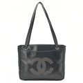 CHANEL Big Coco Mark Studded Tote Bag Lambskin Black Gold-Tone Hardware, Pre-Owned