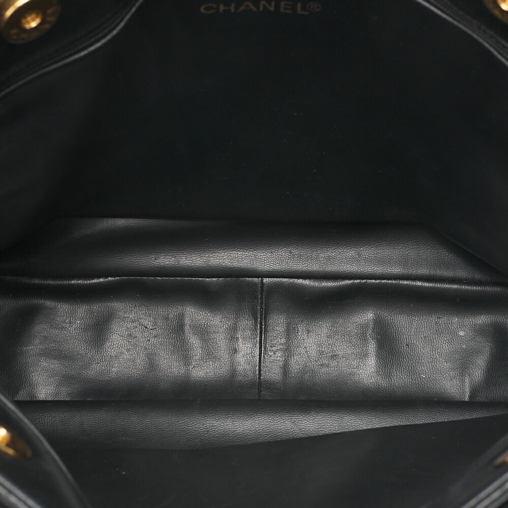 CHANEL Big Coco Mark Studded Tote Bag Lambskin Black Gold-Tone Hardware, Pre-Owned