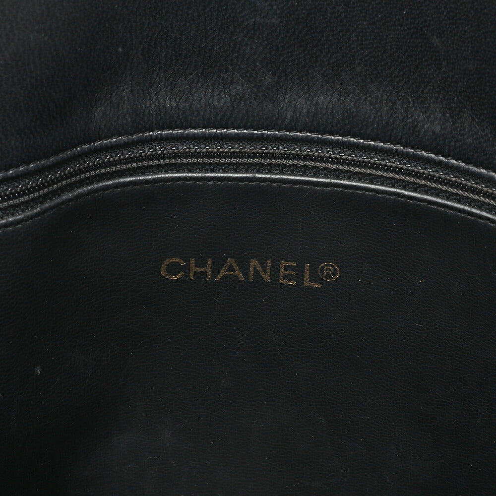 CHANEL Big Coco Mark Studded Tote Bag Lambskin Black Gold-Tone Hardware, Pre-Owned