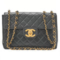 CHANEL Chain Shoulder Bag Coco Mark Deca Matelasse 30cm Single Flap Lambskin Black Gold-Tone Hardware, Pre-Owned