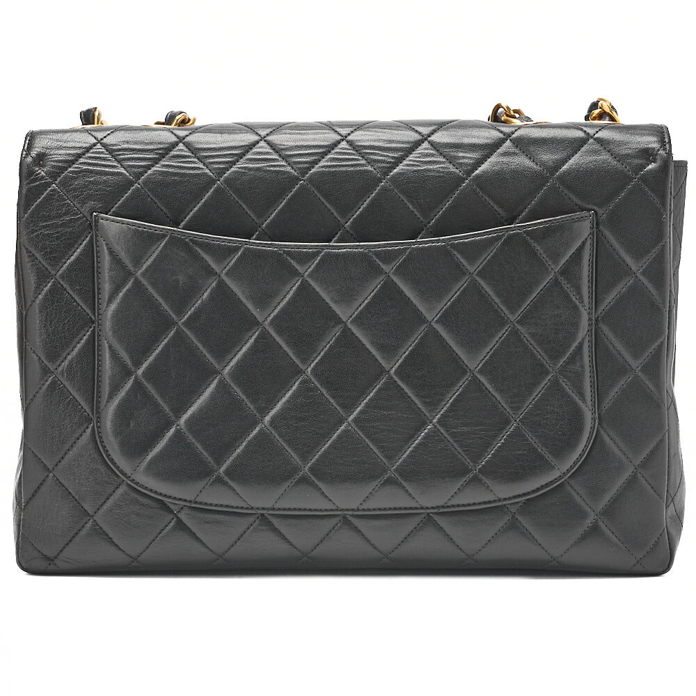 CHANEL Chain Shoulder Bag Coco Mark Deca Matelasse 30cm Single Flap Lambskin Black Gold-Tone Hardware, Pre-Owned