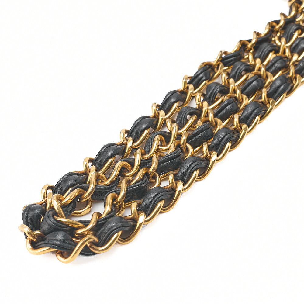 CHANEL Chain Shoulder Bag Coco Mark Deca Matelasse 30cm Single Flap Lambskin Black Gold-Tone Hardware, Pre-Owned