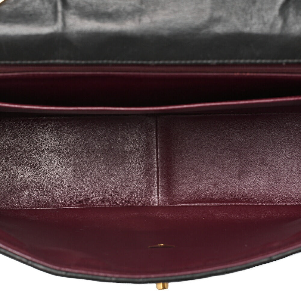 CHANEL Chain Shoulder Bag Coco Mark Deca Matelasse 30cm Single Flap Lambskin Black Gold-Tone Hardware, Pre-Owned