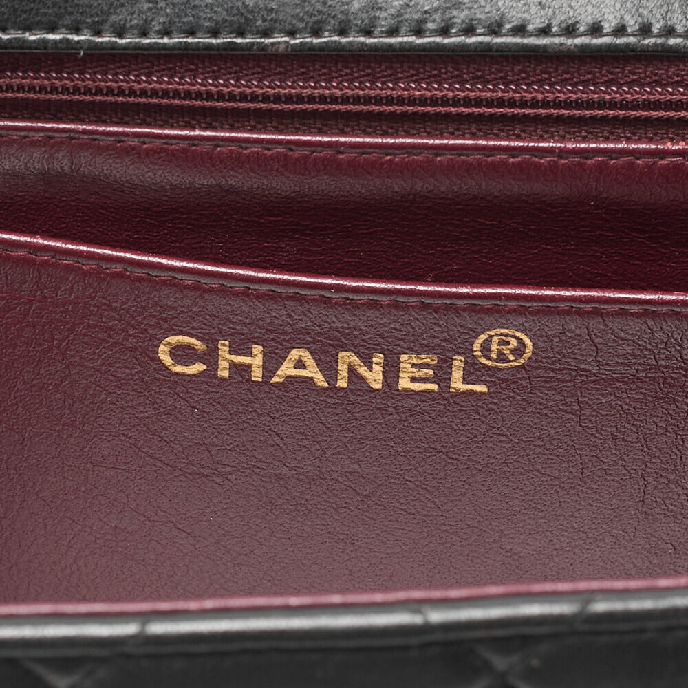 CHANEL Chain Shoulder Bag Coco Mark Deca Matelasse 30cm Single Flap Lambskin Black Gold-Tone Hardware, Pre-Owned