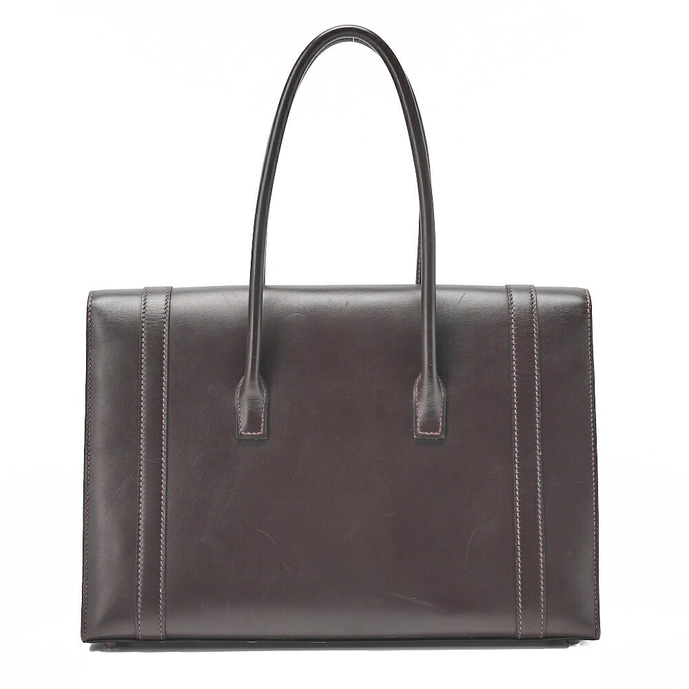 HERMES Hermes Drag 32 Handbag Box Calf Brown Silver-Tone Hardware, Pre-Owned