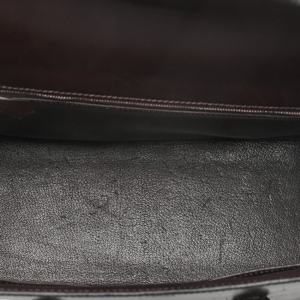 HERMES Hermes Drag 32 Handbag Box Calf Brown Silver-Tone Hardware, Pre-Owned