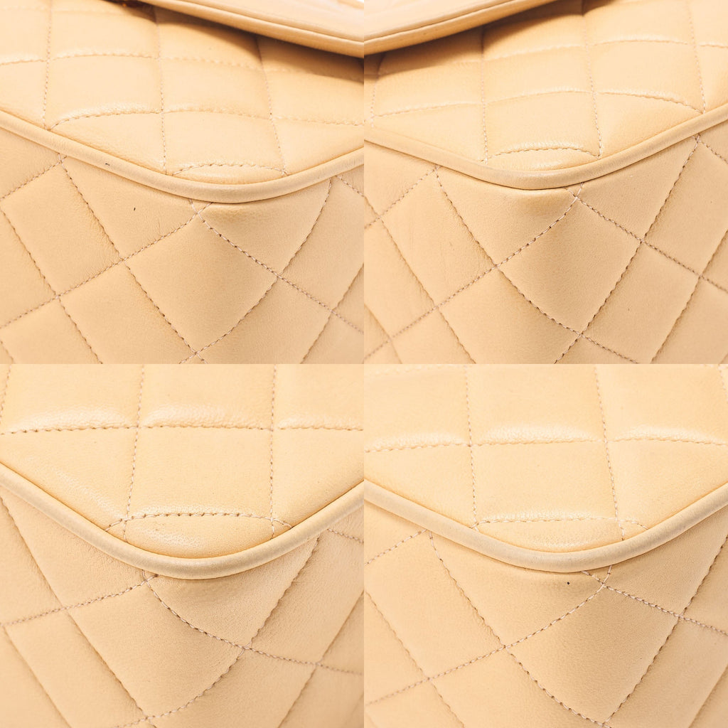 CHANEL Matelasse Coco Mark with Fringe Bijou Chain Shoulder Lambskin Beige Gold-Tone Hardware, Pre-Owned