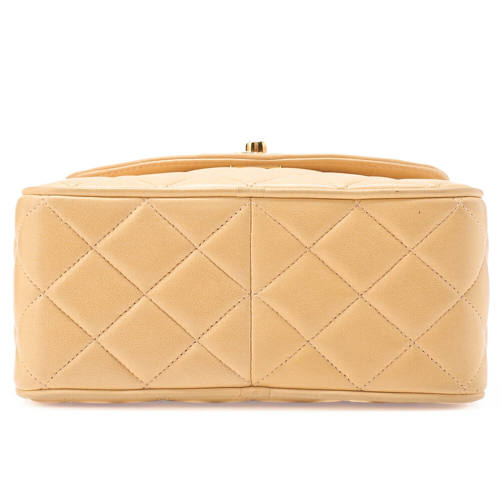 CHANEL Matelasse Coco Mark with Fringe Bijou Chain Shoulder Lambskin Beige Gold-Tone Hardware, Pre-Owned