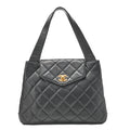 CHANEL Handbag Matelasse Turnlock V-Flap Lambskin Black Gold-Tone Hardware, Pre-Owned