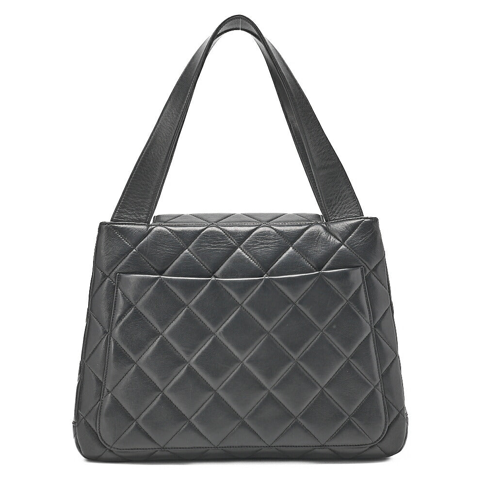 CHANEL Handbag Matelasse Turnlock V-Flap Lambskin Black Gold-Tone Hardware, Pre-Owned