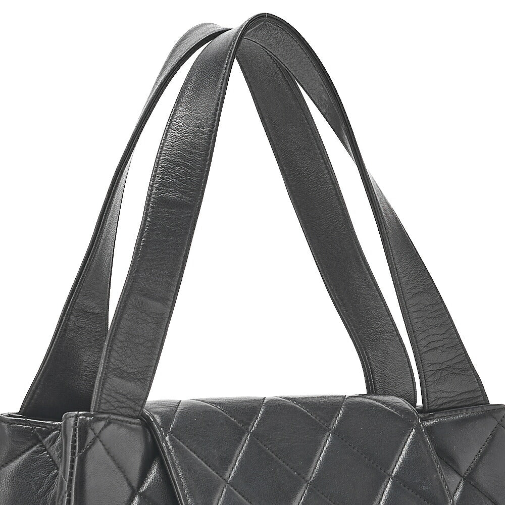 CHANEL Handbag Matelasse Turnlock V-Flap Lambskin Black Gold-Tone Hardware, Pre-Owned