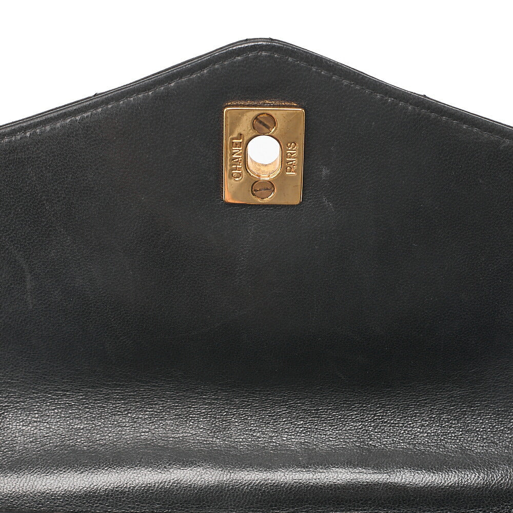 CHANEL Handbag Matelasse Turnlock V-Flap Lambskin Black Gold-Tone Hardware, Pre-Owned