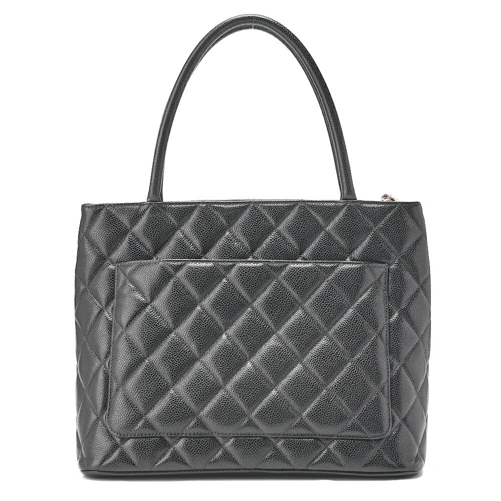 CHANEL Matelasse Reprint Tote Caviar Skin Black Silver -Tone Hardware, Pre-Owned