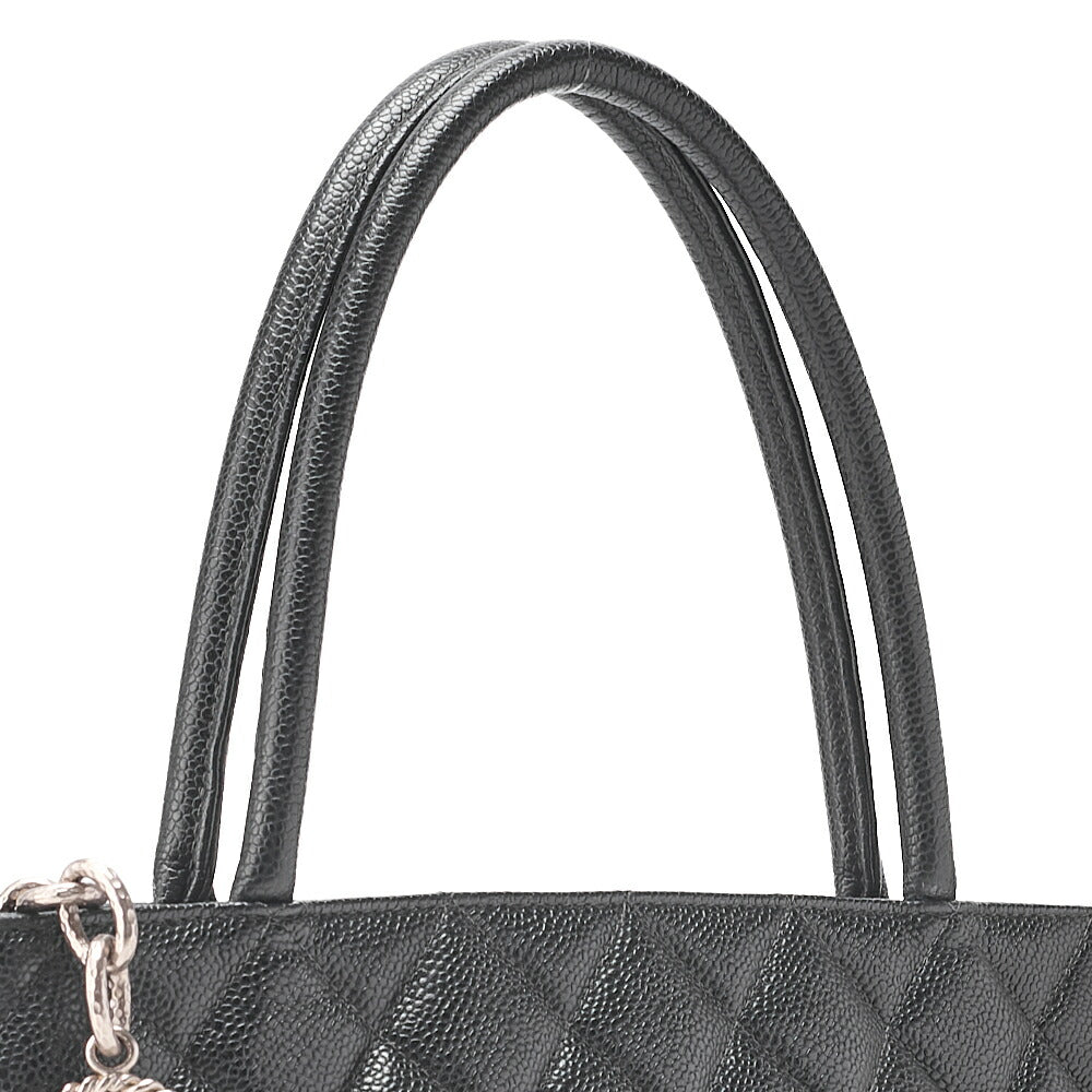 CHANEL Matelasse Reprint Tote Caviar Skin Black Silver -Tone Hardware, Pre-Owned