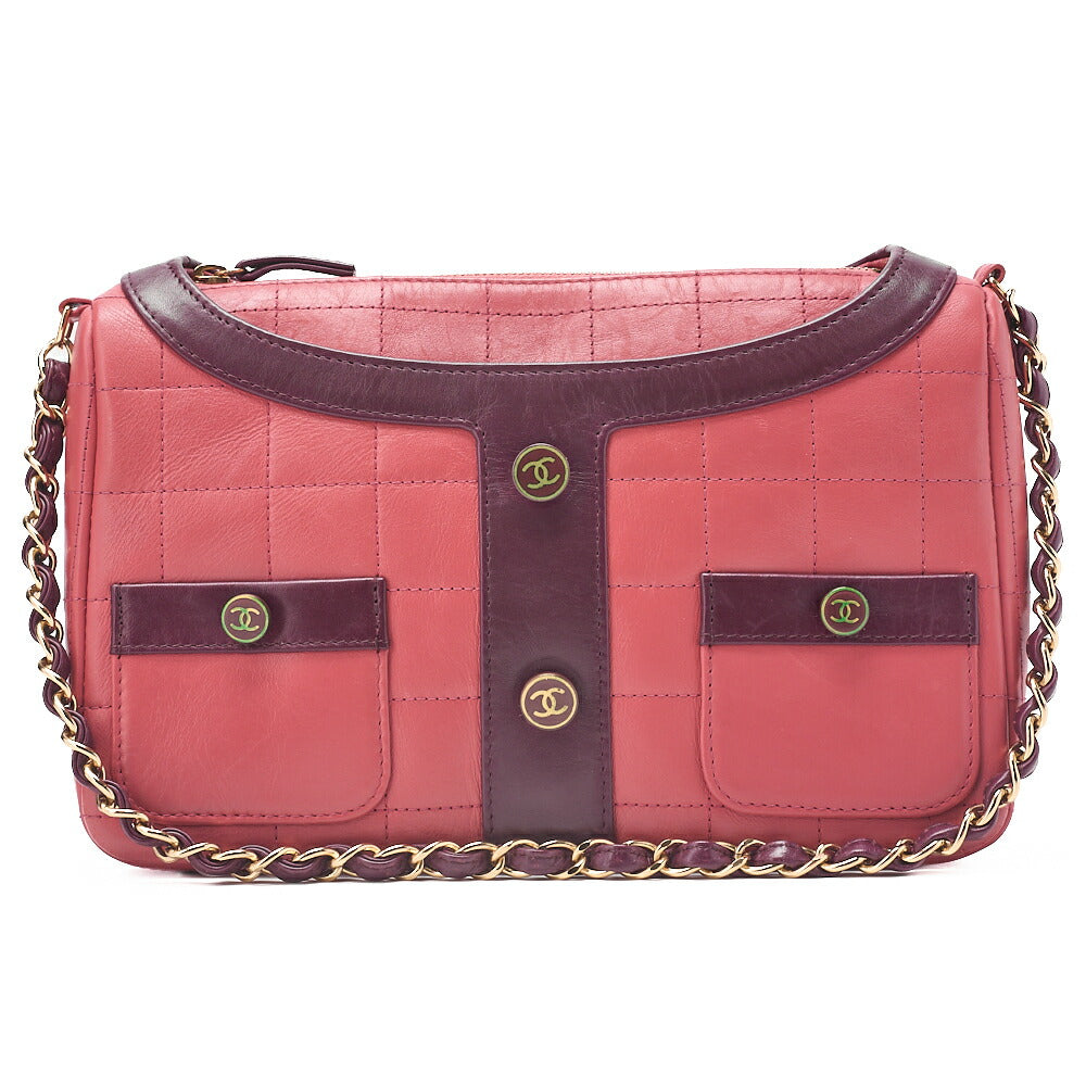 CHANEL Shoulder Bag Girl Chanel Chocolate Bar Lambskin Pink x Black Gold-Tone Hardware, Pre-Owned