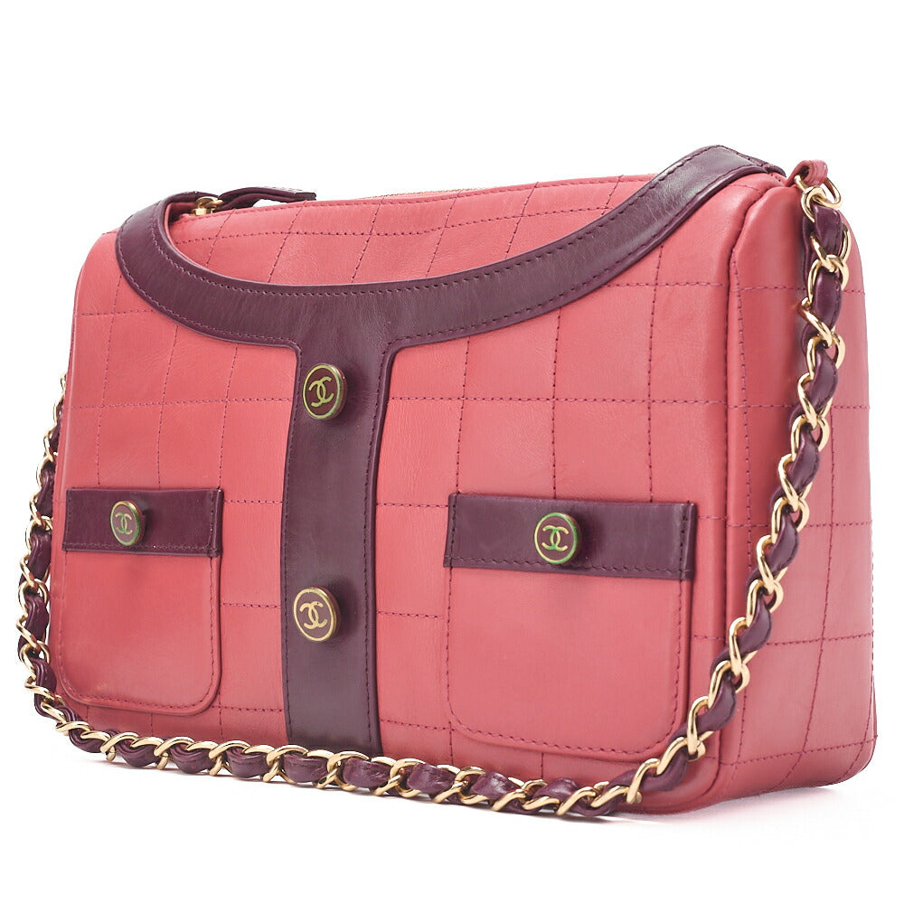 CHANEL Shoulder Bag Girl Chanel Chocolate Bar Lambskin Pink x Black Gold-Tone Hardware, Pre-Owned