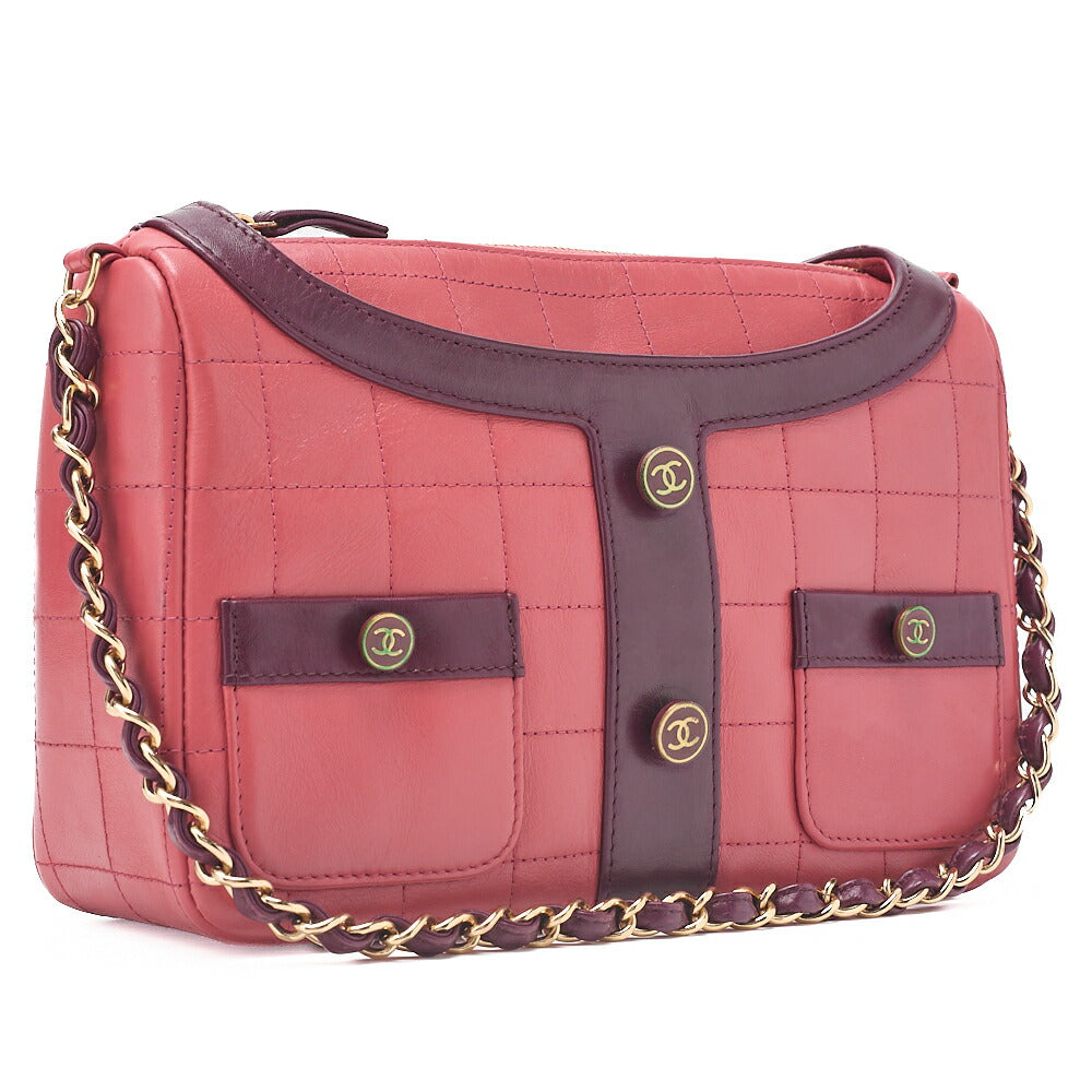 CHANEL Shoulder Bag Girl Chanel Chocolate Bar Lambskin Pink x Black Gold-Tone Hardware, Pre-Owned