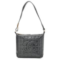 CHANEL One Shoulder Bag Chocolate Bar Coco Mark Lambskin Black Gold-Tone Hardware, Pre-Owned