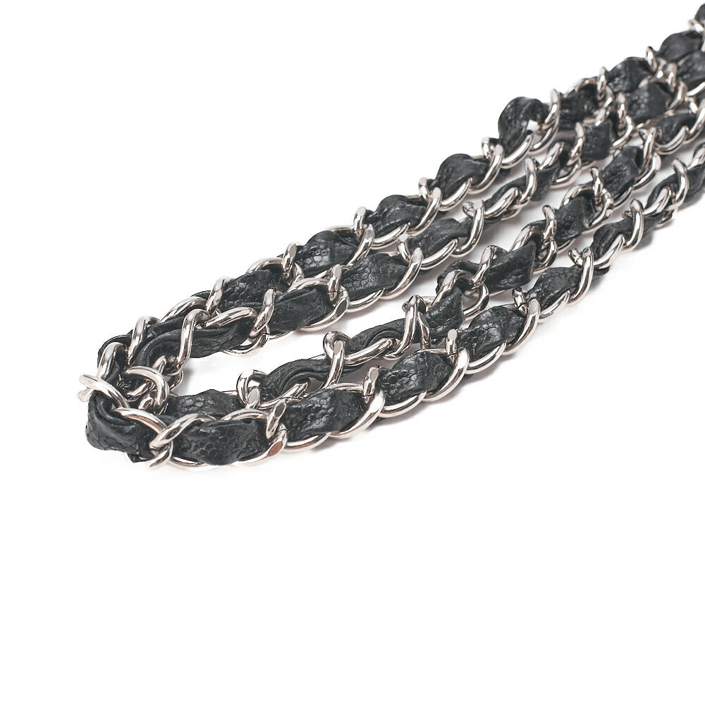 CHANEL Caviar Skin Deca Matelasse 30cm Single Flap Chain Shoulder Bag Black Silver-Tone Hardware, Pre-Owned