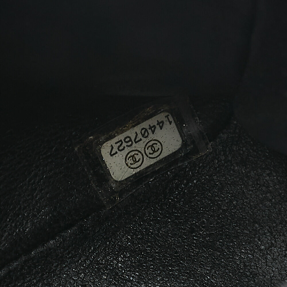 CHANEL Caviar Skin Deca Matelasse 30cm Single Flap Chain Shoulder Bag Black Silver-Tone Hardware, Pre-Owned