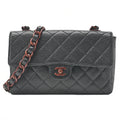 CHANEL Wood Chain Shoulder Bag Caviar Skin Wood Pattern Single Black Gold-Tone Hardware, Pre-Owned
