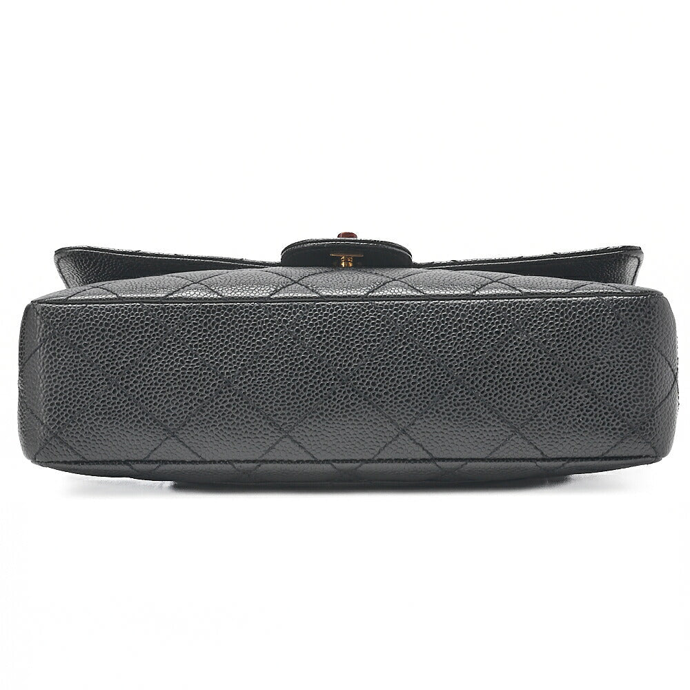 CHANEL Wood Chain Shoulder Bag Caviar Skin Wood Pattern Single Black Gold-Tone Hardware, Pre-Owned