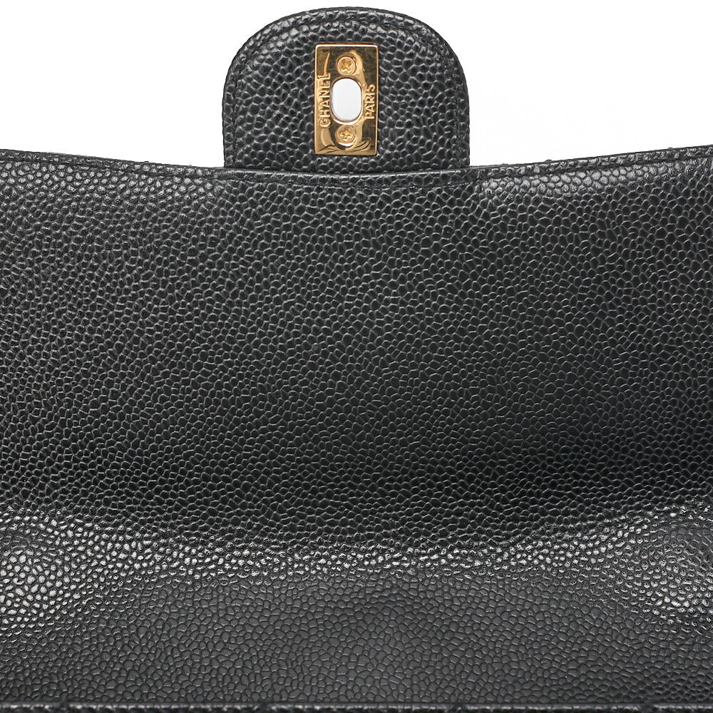 CHANEL Wood Chain Shoulder Bag Caviar Skin Wood Pattern Single Black Gold-Tone Hardware, Pre-Owned