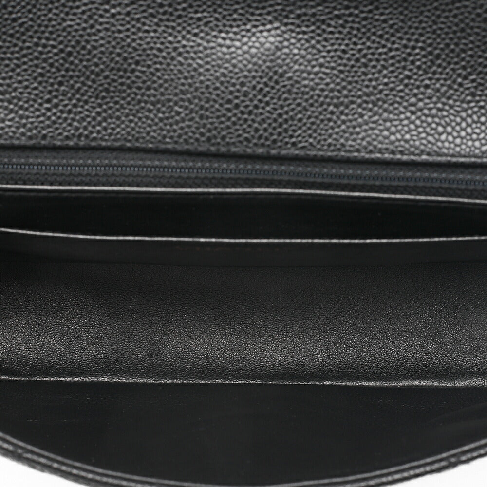 CHANEL Wood Chain Shoulder Bag Caviar Skin Wood Pattern Single Black Gold-Tone Hardware, Pre-Owned