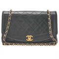 CHANEL Matelasse Diana Flap 25cm Chain Shoulder Lambskin Black Gold-Tone Hardware, Pre-Owned