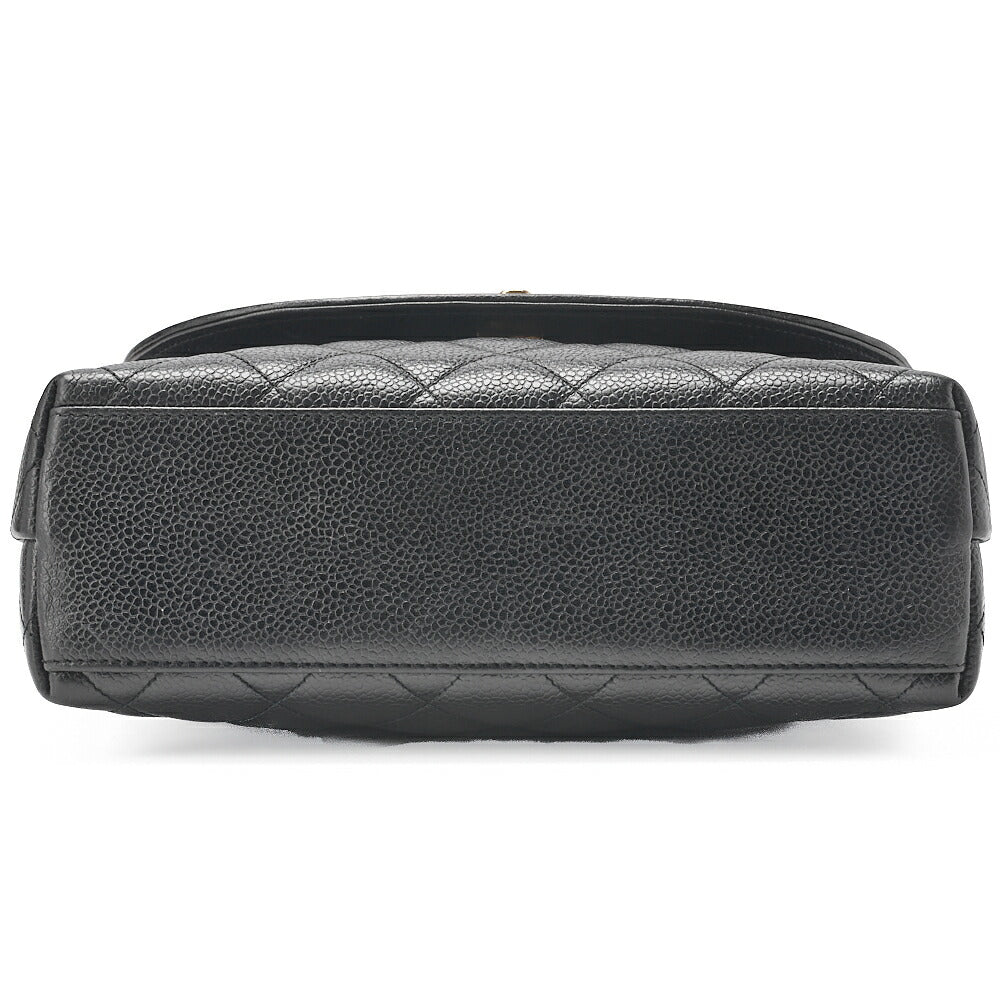 CHANEL Matelasse Round Flap Turnlock Shoulder Caviar Skin Black Gold-Tone Hardware, Pre-Owned