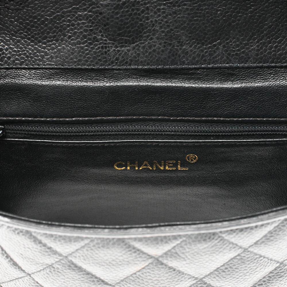CHANEL Matelasse Round Flap Turnlock Shoulder Caviar Skin Black Gold-Tone Hardware, Pre-Owned